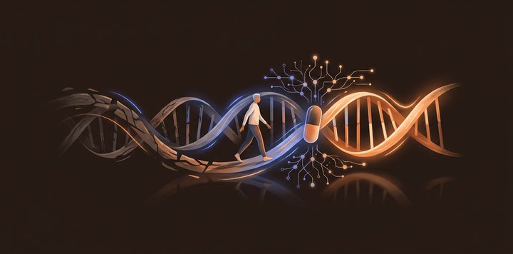 Absztrakt illusztráció gyógyszerkapszuláról, tüdőről és mesterséges intelligencia hálózatról